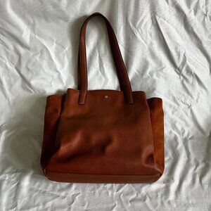 Lauren Conrad Brown Leather Tote Bag With Suede Side Panels & Shoulder Straps